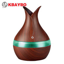 KBAYBO 300ml USB Air humidifier aroma oil Diffuser strong mist maker wood grain with 7 colors LED night light for home office 2024 - buy cheap