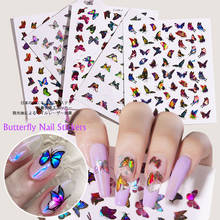 1pcs Laser Colorful Butterfly Nail Art Stickers Holographic 3D Manicure Sticker Self-Adhesive Nail Decals DIY Nail Decoration 2024 - buy cheap