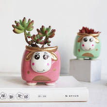 Nordic Cute Cartoon Animal Taurus Ceramic Succulent Flower Pot Outdoor Balcony Light Luxury Desktop Home Decor Garden Plants 2024 - buy cheap