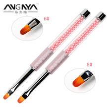 ANGNYA 1Pc Acrylic UV Gel Extension Builder Flower Drawing Nail Art Brush 6#8# Oval Pearl Decoration Metal Handle Manicure Tools 2024 - buy cheap