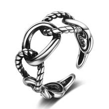 Anillo de plata de primera ley con forma de cruz para hombre y mujer, sortija, plata esterlina 925, estilo tailandés, negro, Unisex 2024 - compra barato