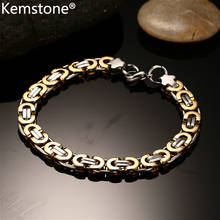 Kemstone-pulsera de eslabones de cadena de acero inoxidable para hombre, Color dorado, plateado, Vintage 2024 - compra barato