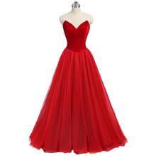 Red Evening Dress V-Neck A-Line Floor Length Velour Custom Made Prom Dress Party Vestido Longo De Festa Gowns for Women 2024 - buy cheap