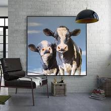 Cuadros de vaca en acuarela, pintura de pared para sala de estar, carteles decorativos, decoración del hogar, pintura impresa en lienzo 2024 - compra barato