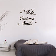 Adesivos de parede pássaros das lendas, citação espanhola, decalques de parede para decoração de quarto, casa, adesivo de parede de vinil dw89 2024 - compre barato