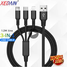 XEDIAN 3 in 1 Micro Type C USB Cable For iPhone XS Max XR X 8 7 6 Charging For ios Android Samsung Xiaomi Charge Wire Cord 2024 - buy cheap