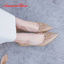 ANMAIRON-zapatos de tacón fino de piel auténtica para mujer, calzado básico sin cordones, Sexy, con punta puntiaguda, para boda, talla 34-39, 2020 2024 - compra barato