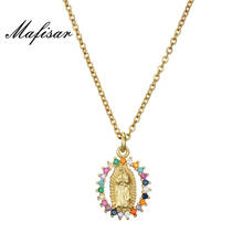 Mafisar Fashion Rainbow Color CZ Zirconia Stone Virgin Mary Pendant Necklace For Women Men Christian Jewelry Collier Femme 2024 - buy cheap