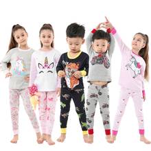 Nova moda 2020 pijamas crianças manga completa algodão pijamas das crianças meninas unicórnio pijamas pijamas meninos pijamas homewear 2024 - compre barato