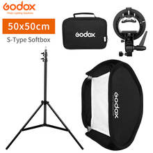 Godox 50x50cm 20x20inch Flash Speedlite Softbox + S type Bracket Bowens Mount Kit with 2m Light Stand for Camera Photography 2024 - buy cheap