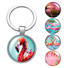 LLavero de flamenco Animlas Love Freedom para mujer, llavero de cabujón de cristal, bolsa, anillos de coche, soporte, llaveros plateados, regalos 2024 - compra barato