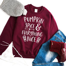 Pumpkin Spice and Everything Nice Sweatshirt women fashion graphic funny pure cotton Halloween pullovers gift thanksgiving tops 2024 - buy cheap