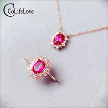 CoLife Jewelry Classic 925 Silver Gemstone Jewelry Set Natural Pink Topaz Ring Pendant Jewelry Set 2024 - buy cheap