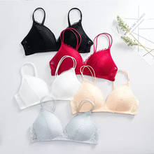 2021 Women's Seamless Solid Color Bra Sexy Lace Flowers Women's Underwear A B Cup Soft Ultra Thin Push Up New Underwear 2024 - buy cheap