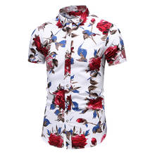2020 Летняя мужская рубашка с коротким рукавом, повседневная Цветочная пляжная гавайская рубашка, приталенная рубашка с цветочным принтом, мужская рубашка размера плюс 5XL 6XL 7XL 2024 - купить недорого