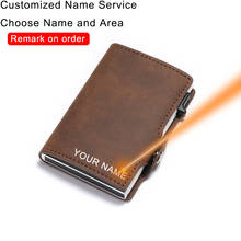 Tarjetero de cuero Rfid con grabado para hombre, billetera delgada, monedero pequeño, personalizado, regalo 2024 - compra barato
