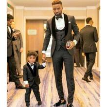 Slim Fits Gray Groom Tuxedos Shawl Lapel Men Prom Business Suits Toddler kid suit (Jacket+Pants+Vest+Tie) NO:276 2024 - buy cheap