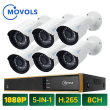 MOVOLS CCTV 1080P 6 шт. камера видеонаблюдения 8CH 2000TVL наружная система безопасности 8CH H.264 1080N DVR комплект 2024 - купить недорого