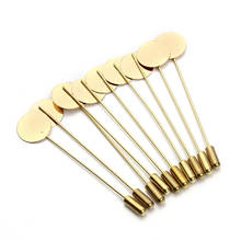 20pcs 7.3cm Gold/Rhodium Color Safety Pins Brooch Base with 15mm Flat Pad for Men Lapel Pin Brooch Flower DIY Jewelry Findings 2024 - buy cheap