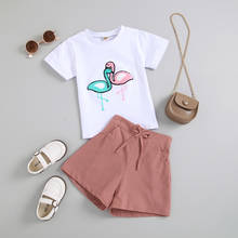 Conjuntos de ropa de verano para niñas de 1 a 6 años, camisetas con estampado de animales y pantalones cortos, ropa informal 2024 - compra barato