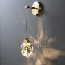 Lámpara de pared moderna de cobre, luz Led de cristal de lujo para sala de estar, comedor, dormitorio nórdico, mesita de noche, luz de escalera 2024 - compra barato