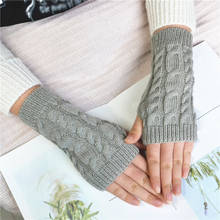 Fashion Hot Warm Knitted Gloves Women Winter Casual Fingerless Gloves For Outdoor Weave Short Arm Sleeve Solid Color Soft Gloves 2024 - buy cheap