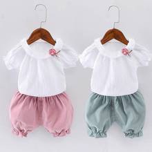 girls Summer  outfits 6 months--3 years Toddler kids baby girls outfits cotton Tee+Shorts Pants clothes cute flower Set 2024 - buy cheap