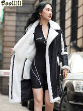 Boollili 2020 Real Fur Coat Winter Coat Women Sheep Shearling Puffer Down Jacket Women Long Real Wool Coats Manteau Femme 2024 - buy cheap