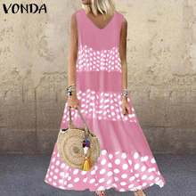 VONDA Summer Dress Women Sundress Vintage Printed Maxi Long Dress 2021 Female Sleeveless Beach Vestidos Casual Robe Plus Size 2024 - buy cheap