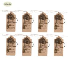 50x Vintage Key Bottle Opener +Tag Card Keychain Wedding Party Favors Souvenirs 2024 - buy cheap