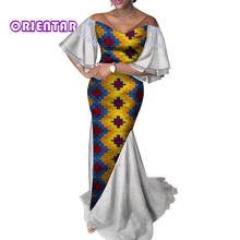 Vestidos africanos para mujer, ropa con estampado africano tradicional, elegante hasta el suelo, de encaje blanco, para fiesta y boda WY4346 2024 - compra barato