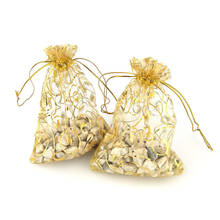 50pcs 9×11cm Gold Organza Jewelry Pouch Wedding Party Favor Gift Bag 2024 - compra barato