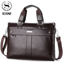 Scione 2020 bolsa de ombro masculina de negócios, bolsa mensageiro de couro para computador, bolsa de mão para laptop, bolsa de viagem para homens 2024 - compre barato