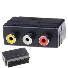 Conversor de áudio de tv rgb scart para 3 rca, svhs, av, adaptador de vídeo, dvd, tv, projetor 2024 - compre barato