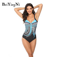 Beiyingni Women Swimwear Bodysuit Strap Sexy Beachwear One Piece Swimsuit Female Printed Backless Floral Monokini Bathing Suits 2024 - buy cheap