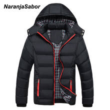 Мужские зимние толстые пальто NaranjaSabor 2021, парки с капюшоном, мужские куртки, теплое дышащее пальто, Мужское пальто, Мужская брендовая одежда 5XL 2024 - купить недорого