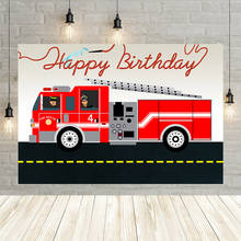 Avezano Firetruck Happy Birthday Photography Background Fire Firemen Boy Baby Shower Portrait Backdrop Photo Studio Decor Banner 2024 - buy cheap