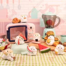 Caixa de brinquedo original hamster foodie, figuras de brinquedo 9 estilos aleatórias, surpresa, modelo de anime, garota, boneco de pvc 8 espaços 2024 - compre barato