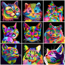 5D DIY Diamond Painting Kits Cat Rhinestone Art Full Round With AB Drill Diamond Painting Animals Mosaic Home Decoration Gift 2024 - buy cheap