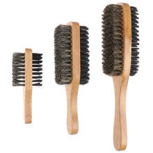 Escova de onda de madeira natural masculina. Escova de cabelo estilo barba para cabelo curto, longo, espesso, cacheado, ondulado, cerdas de javali 2024 - compre barato