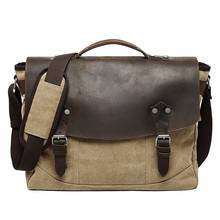 Lona dos homens portátil mensageiro saco 14 15 15.4 polegada retro bolsa de ombro masculino fábrica couro casual maleta saco homem 2024 - compre barato