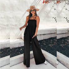 Summer Women Sleeveless Elastic Rompers Loose Jumpsuit O Neck Casual Backless Overalls Trousers Wide Leg Pants 3 Color S-XL 2024 - buy cheap