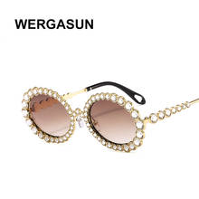 WERGASUN-gafas De Sol De lujo con diamantes De imitación para mujer, lentes De Sol De marca ovalados con diamantes ostentosos, a la moda, redondas 2024 - compra barato