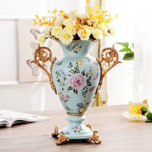 Vaso de cerâmica retrô pintado americano, pastoral, arte americana, enfeites decorativos, vaso de flores secas, sala de estar 2024 - compre barato