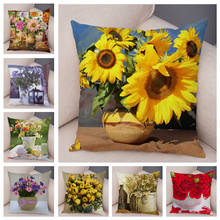 Nordic style Flower Cushions Cover for Sofa Home Car Soft Short Plush Decor Plant Floral Print Pillowcase 45x45cm Pillow Case 2024 - buy cheap