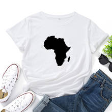 Camisetas de mapa africano engraçadas, camisetas femininas, verão, gola redonda, manga curta, camisetas femininas casuais, camisetas de algodão, camisetas soltas, top 2024 - compre barato
