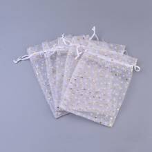 100pcs Golden Star Pattern Drawstring Organza Gifts Bags 18x13cm for Festival Christmas Day Candy Jewelry Packaging Pouches 2024 - buy cheap