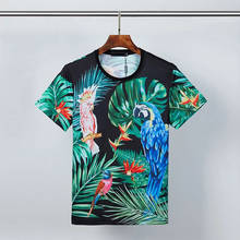 Camiseta estampada 3d papagaio de luxo, absorvente ao suor, de manga curta, unissex, para primavera e verão 2024 - compre barato