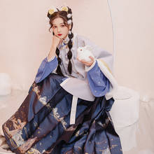 Ancient Traditional Han Dynasty Princess Costumes Autumn Winter Chinese Style Women Hanfu Dress Floral Embroidery 3 Piece Sets 2024 - buy cheap