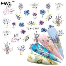 1 pc prego série flor arte do prego adesivos de transferência de água completa envolve cervos lavanda dicas de unhas diy 2024 - compre barato